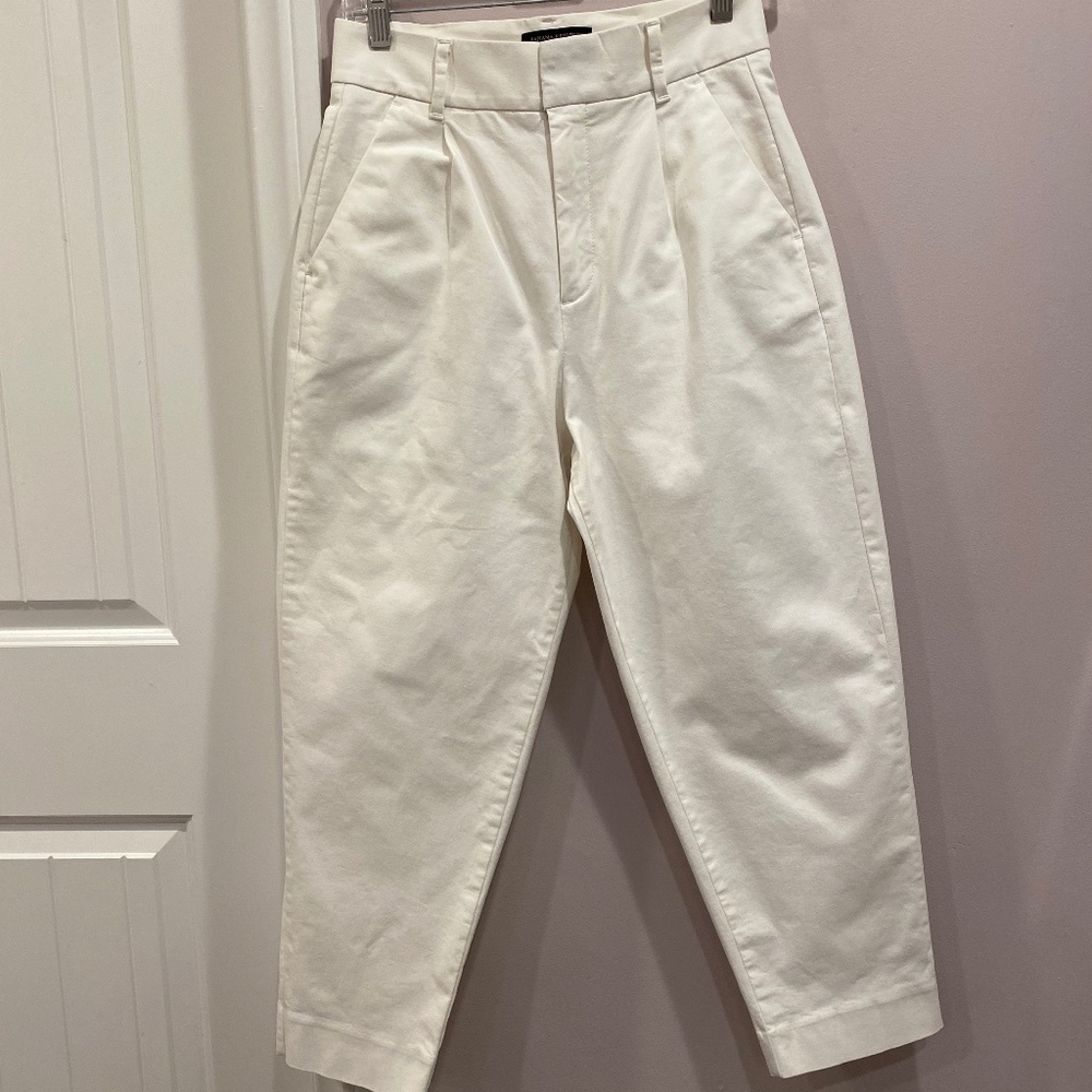 Banana Republic White Pleaded Crop Authentic Chino Pants